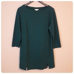 J. Jill Green Ponte Knit Tunic Top | M